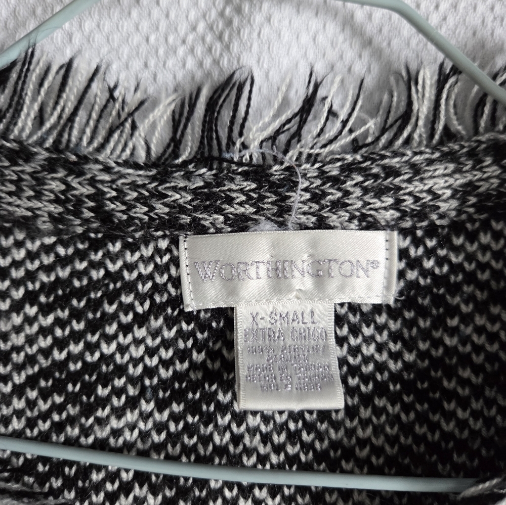 Worthington Black and White Houndstooth Blazer Sweater - Picture 2 of 5